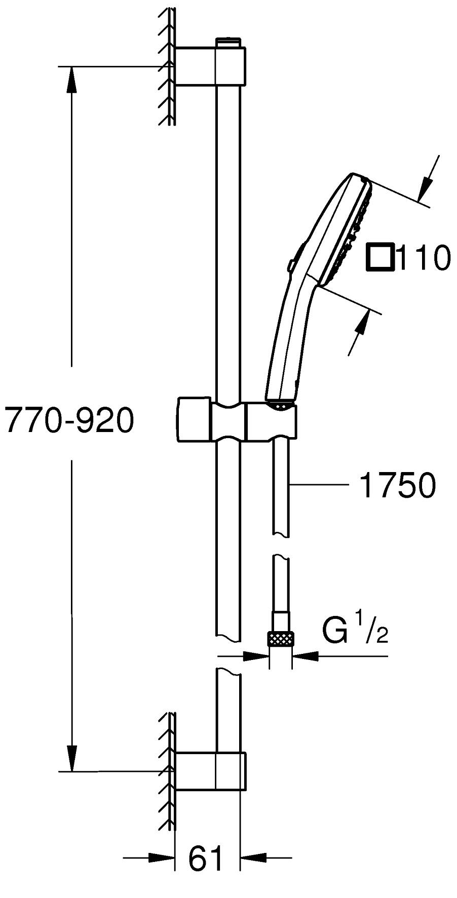 Grohe Tempesta Cube 110 26908003 Габаритні розміри