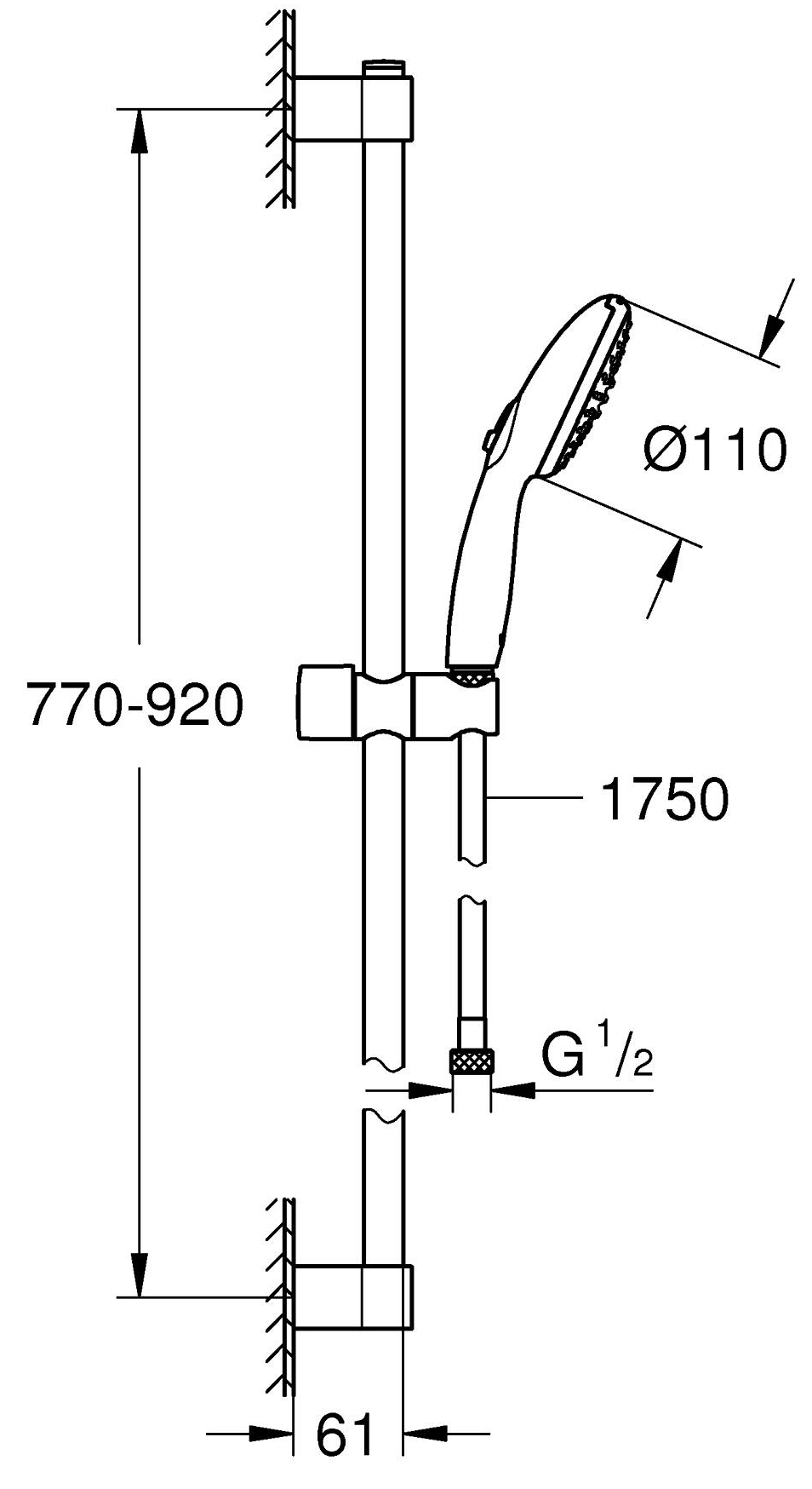Grohe Tempesta 110 26163003 Габаритні розміри