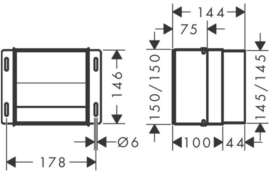 Hansgrohe XtraStoris Original 15x15x14 Matt White 56065700 Габаритные размеры