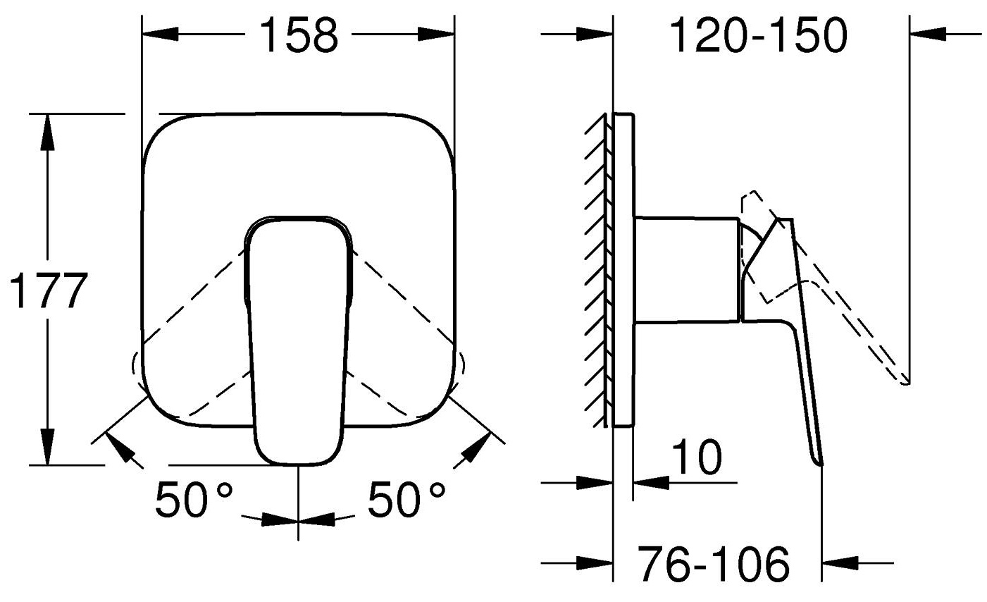 Grohe Cubeo (1017770000) Габаритные размеры