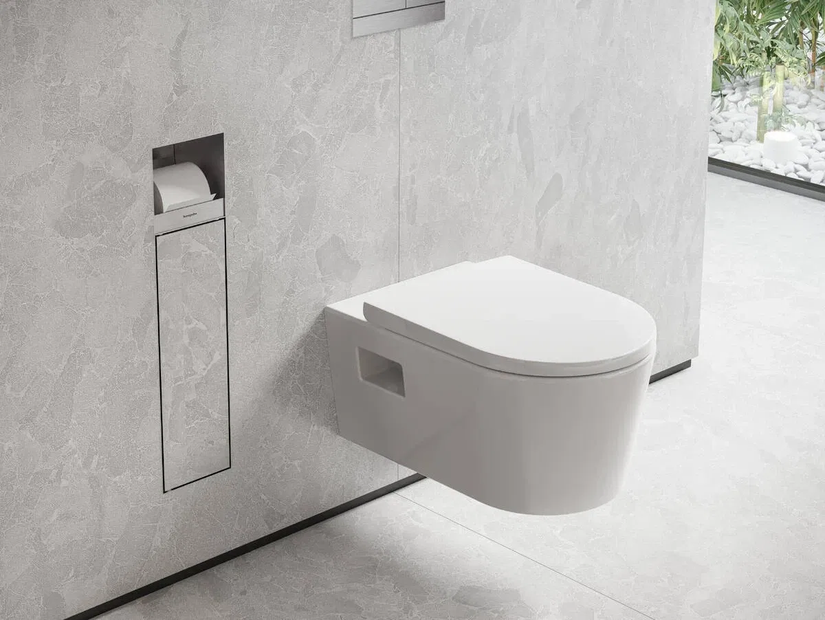 Держатель туалетной бумаги Hansgrohe XtraStoris Rock Brushed Stainless Steel 56062800 цена 48018 грн - фотография 2