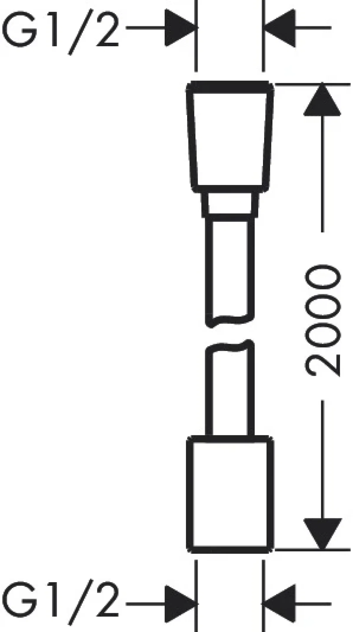 Hansgrohe Designflex 2,0м Polished Gold Optic 28230990 Габаритные размеры