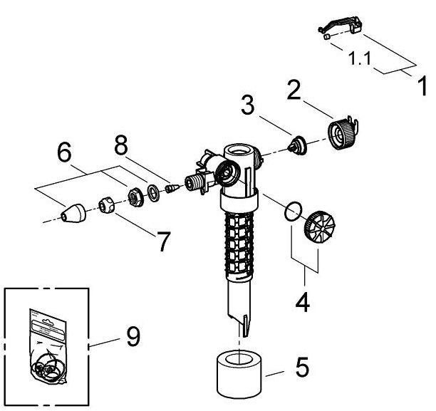 Grohe без компенсатора смещения (37095000) Габаритные размеры