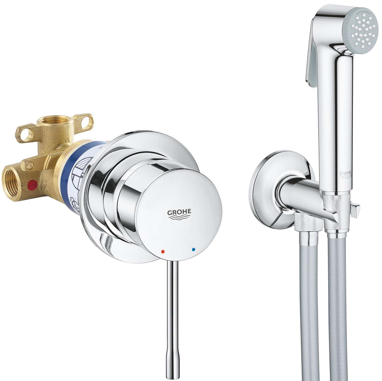 Комплект гигиенического душа со смесителем Grohe Essence, хром (UA111197000)