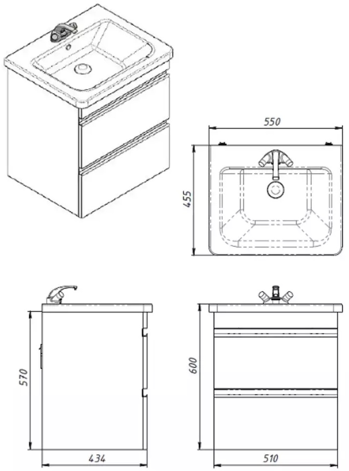 Devit Frame, 55 см (754055W) Габаритні розміри