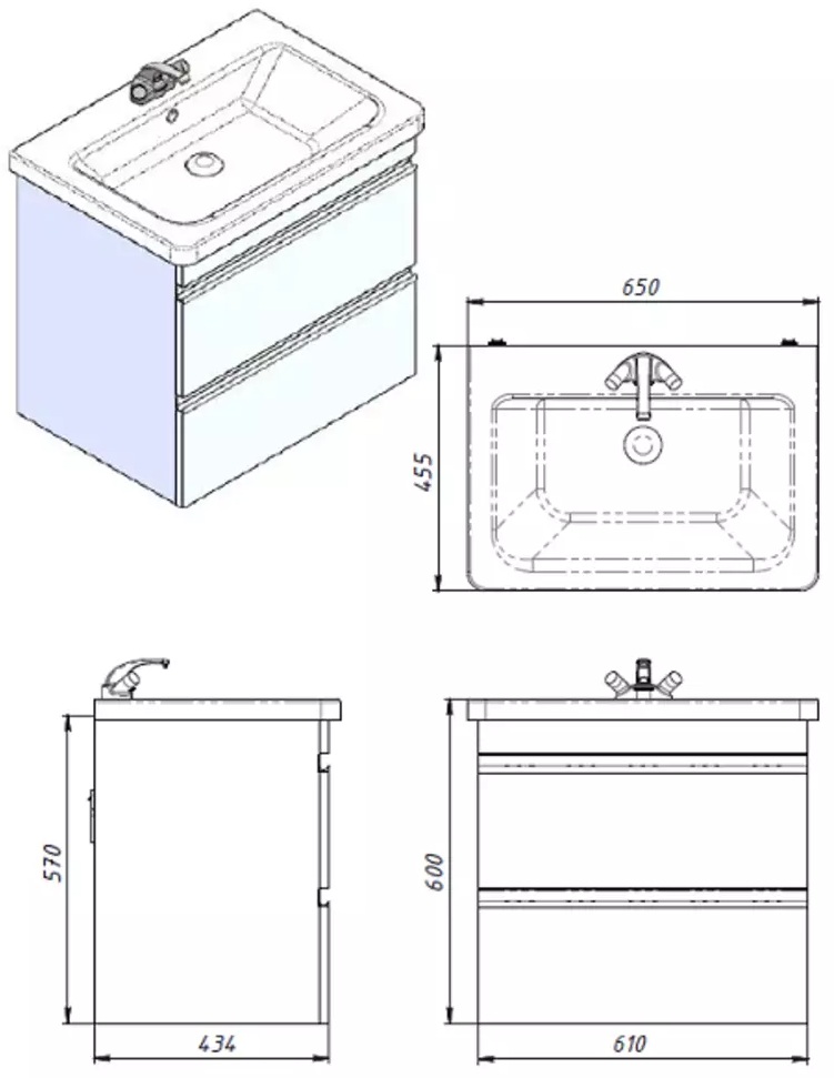 Devit Frame, 65 см (754065W) Габаритні розміри