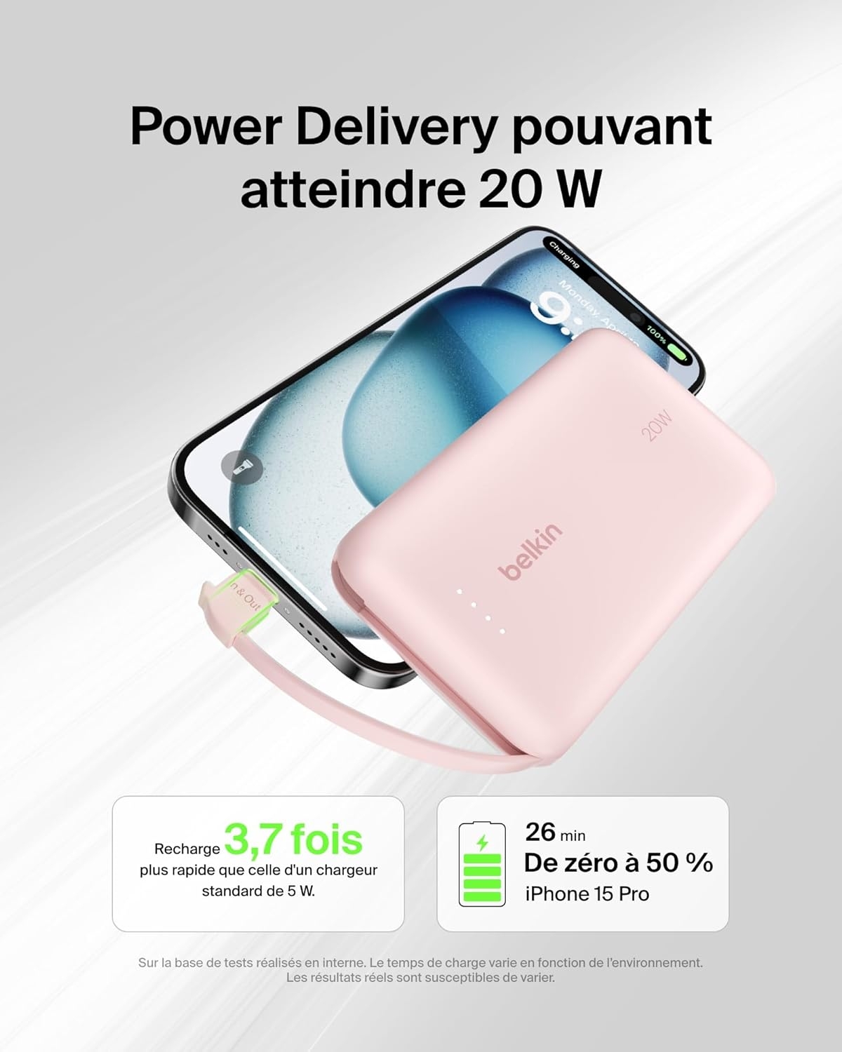 в продаже Повербанк Belkin 10000mAh, 20W, USB-C, Pink (BPB021HQPK) - фото 3