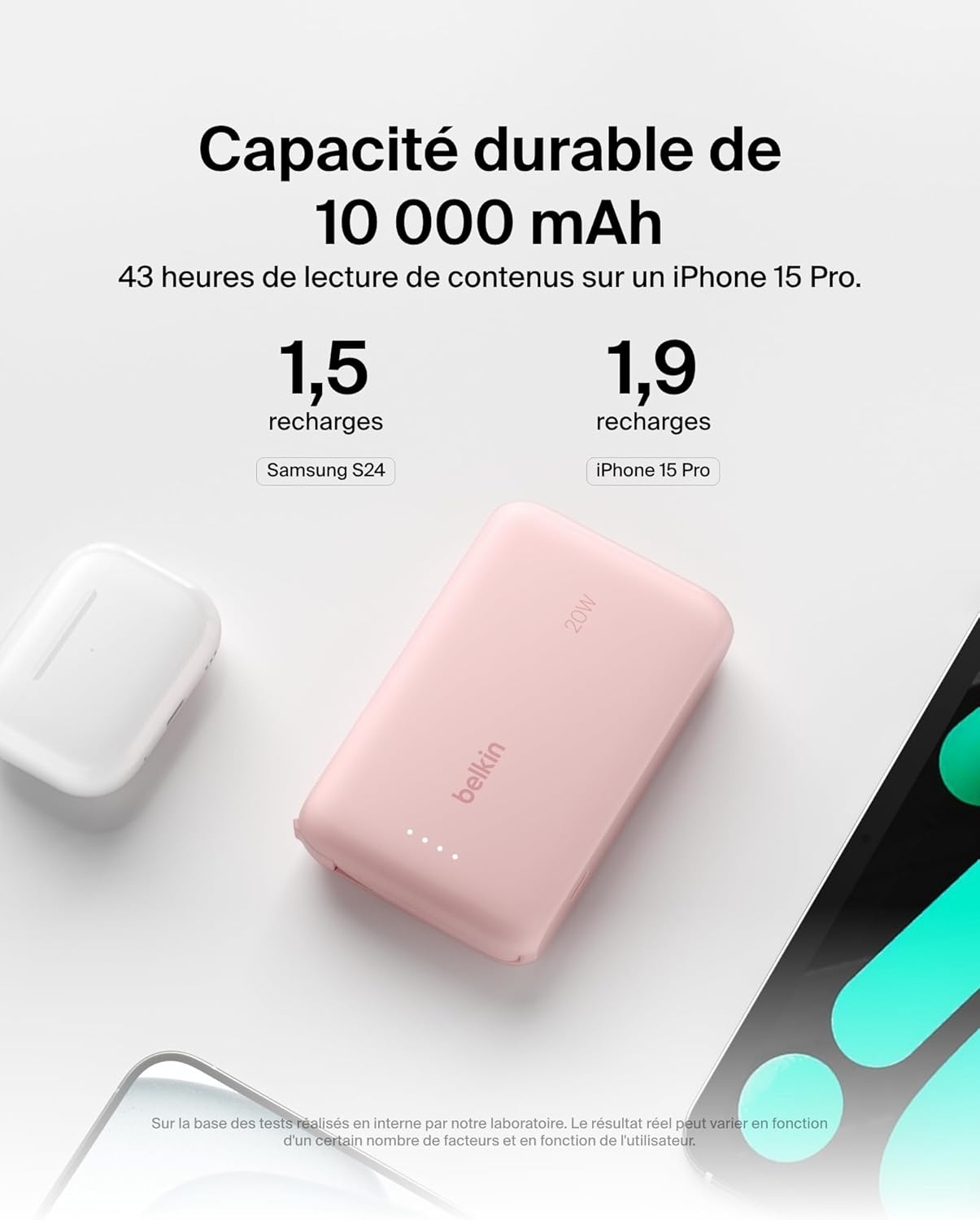 Повербанк Belkin 10000mAh, 20W, USB-C, Pink (BPB021HQPK) отзывы - изображения 5