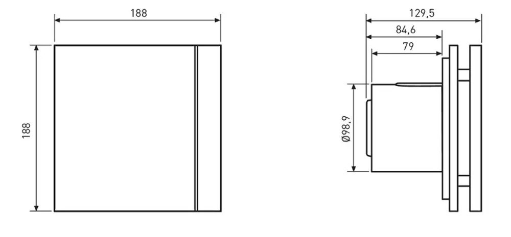 Soler&Palau Silent-100 CZ Matt Black Design-4C уценка Габаритные размеры