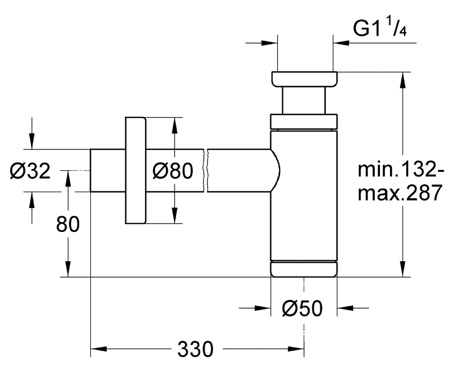 Grohe 1 1/4, (29509KF0) Габаритные размеры