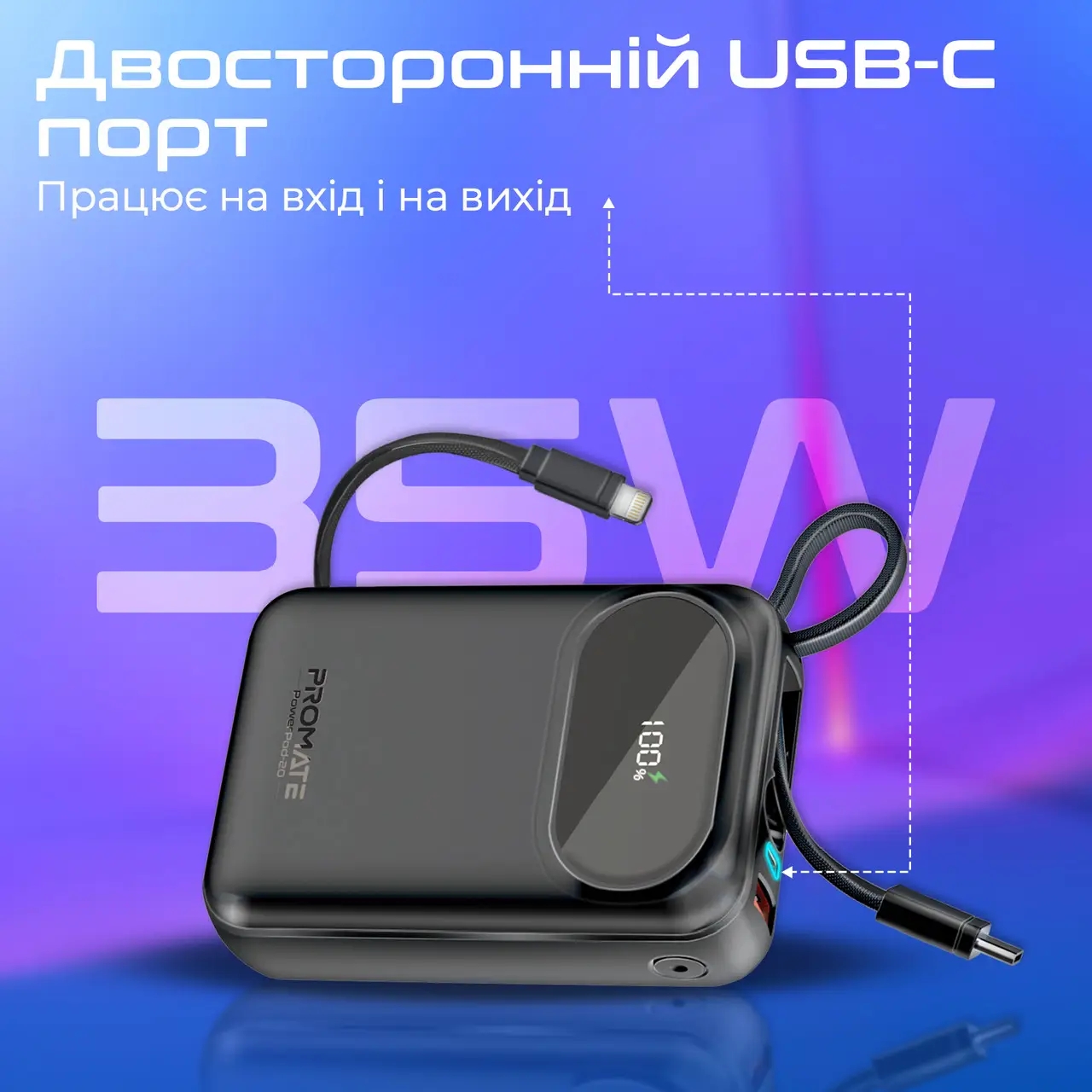Повербанк Promate PowerPod-20 20000mAh 35W Black (powerpod-20.black) инструкция - изображение 6