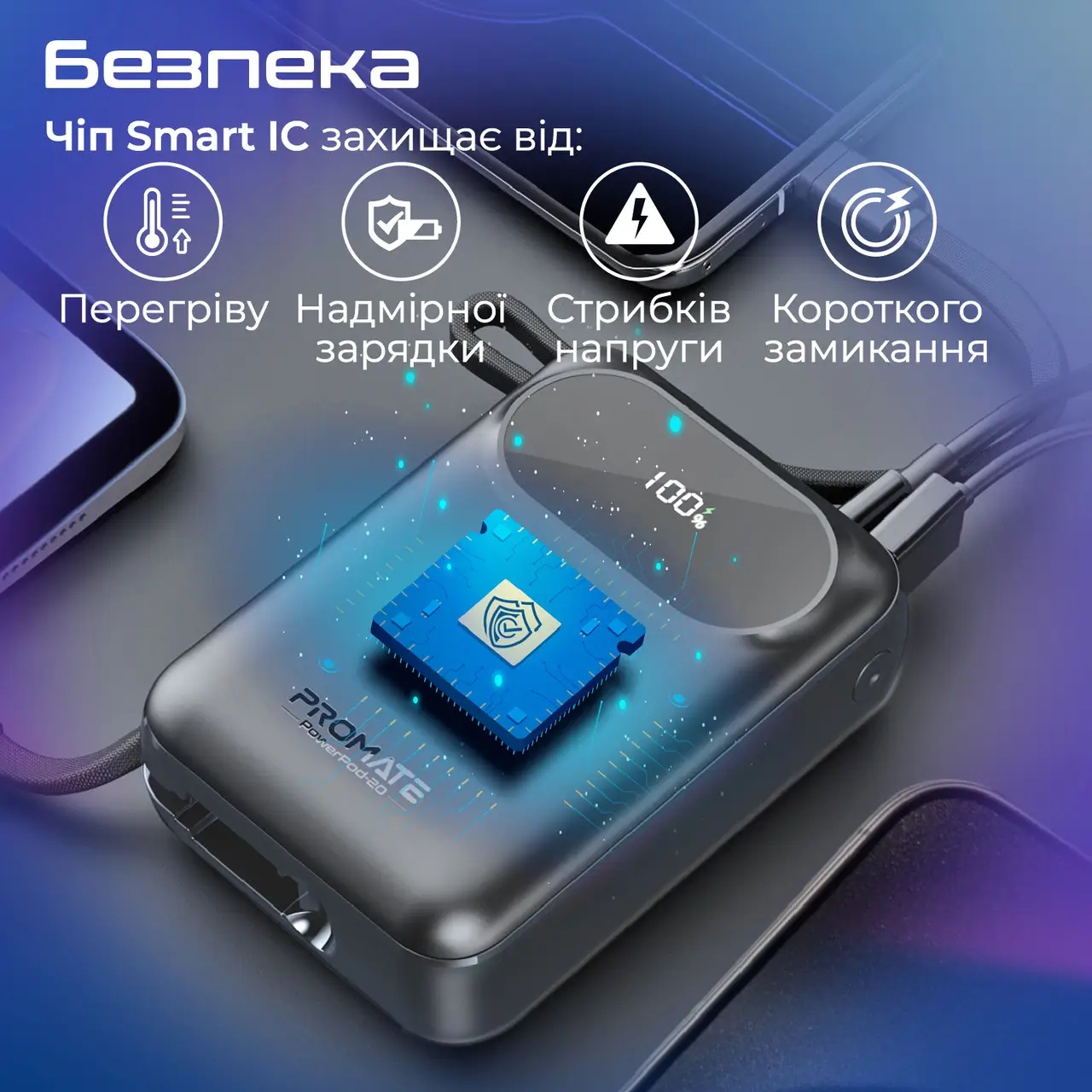 Повербанк Promate PowerPod-20 20000mAh 35W Black (powerpod-20.black) характеристики - фотография 7