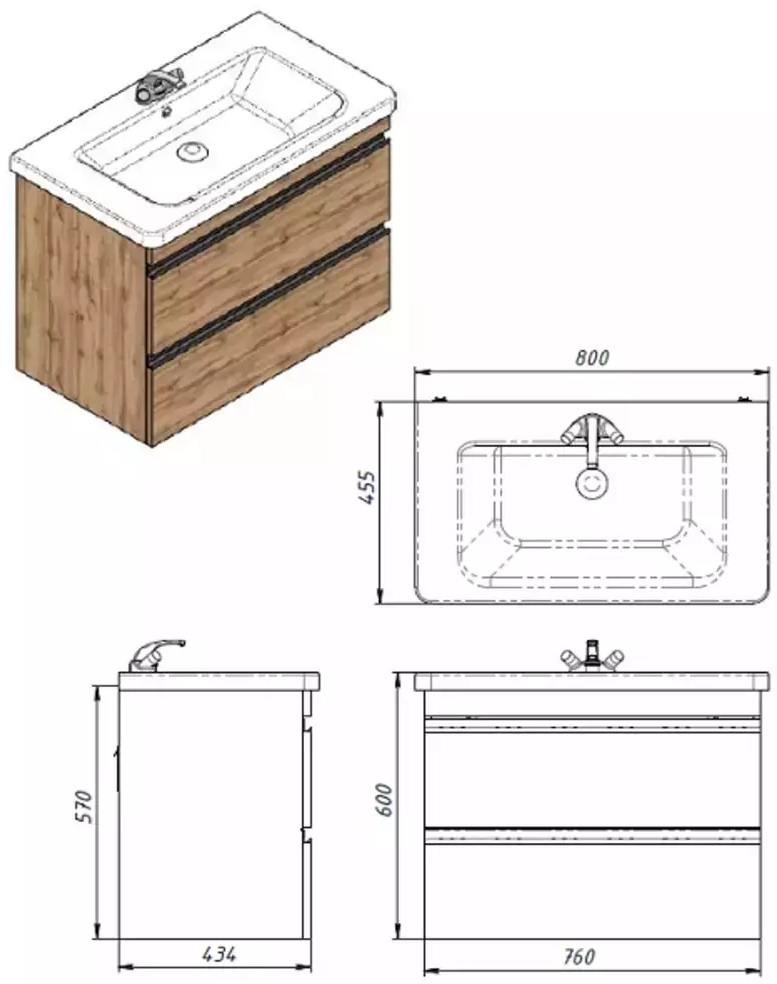 Devit Frame, 80 см (753080O) Габаритные размеры