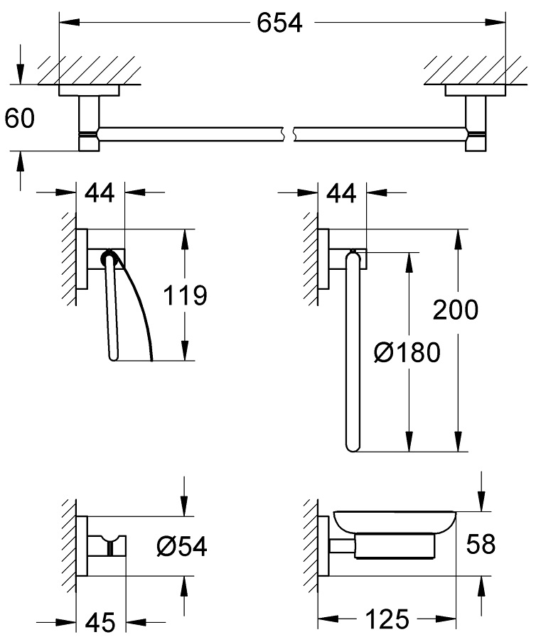Grohe Essentials (40344001) Габаритні розміри
