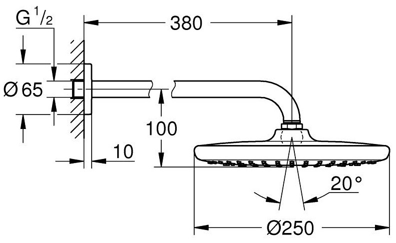 Grohe Tempesta 250 (266682430) Габаритні розміри