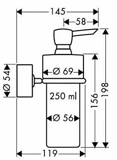 Axor Uno Chrome 41519000 Габаритные размеры