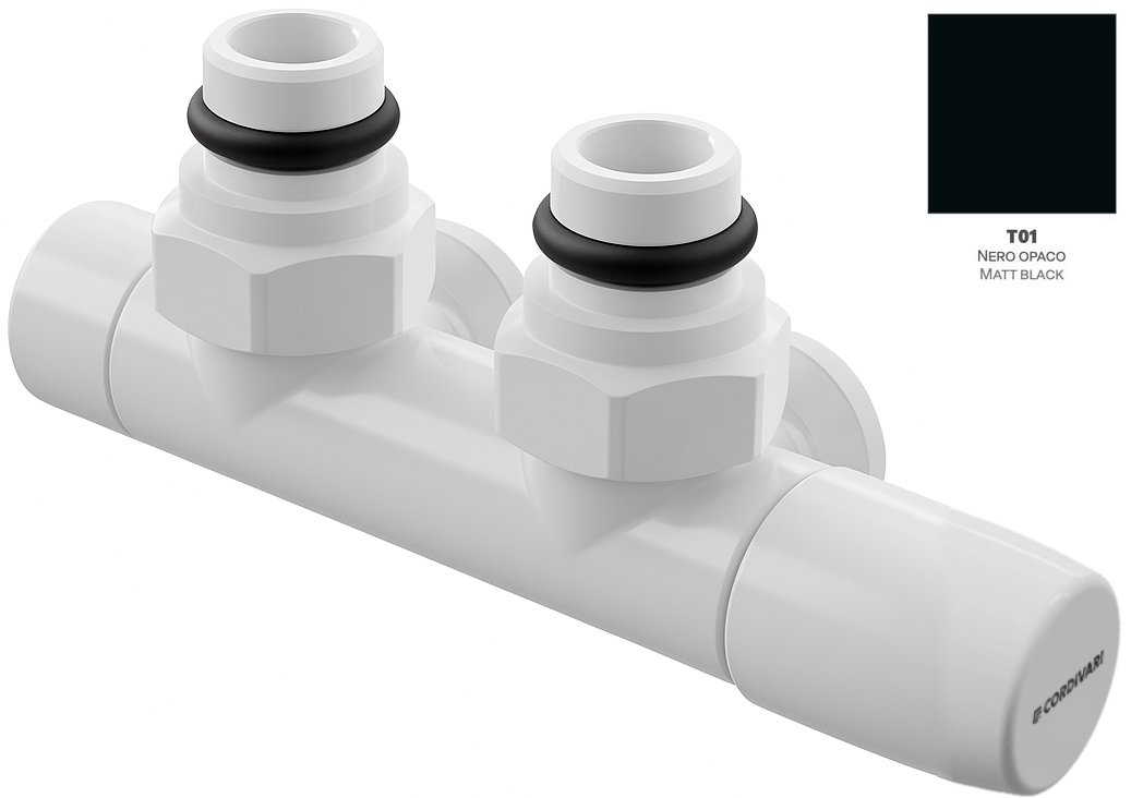Клапан з термостатичною головкою Cordivari Kit Valvola Kristal I50 DX Termostatizzabile T01 Nero Opaco (5991990333036)