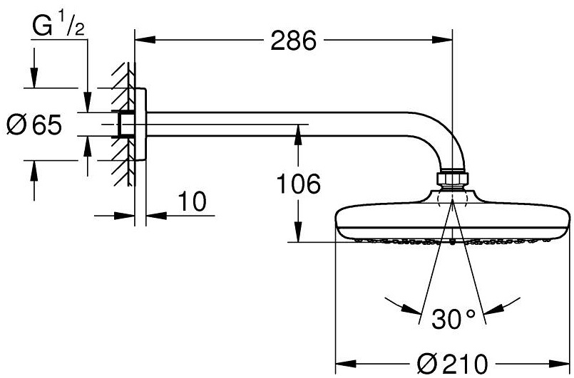 Grohe Tempesta 210 (1022182430) Габаритные размеры