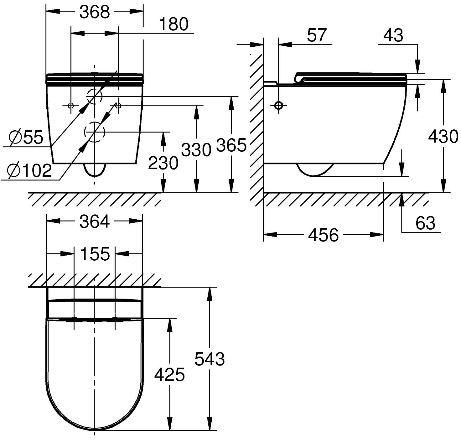 Grohe Bau Ceramic (103860SH00) Габаритні розміри