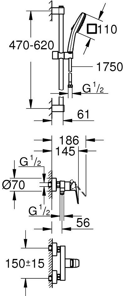 Grohe Cubeo (1018252430) Габаритні розміри