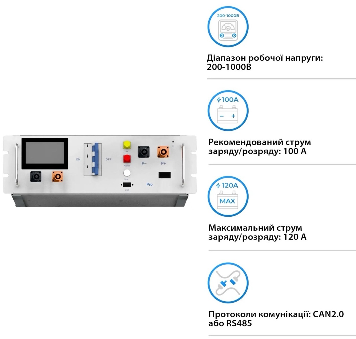 Модуль управления (BMS) Deye для батарей BOS-G PRO 200-1000Vdc 120A (BOS-G-PDU-2) цена 51605 грн - фотография 2