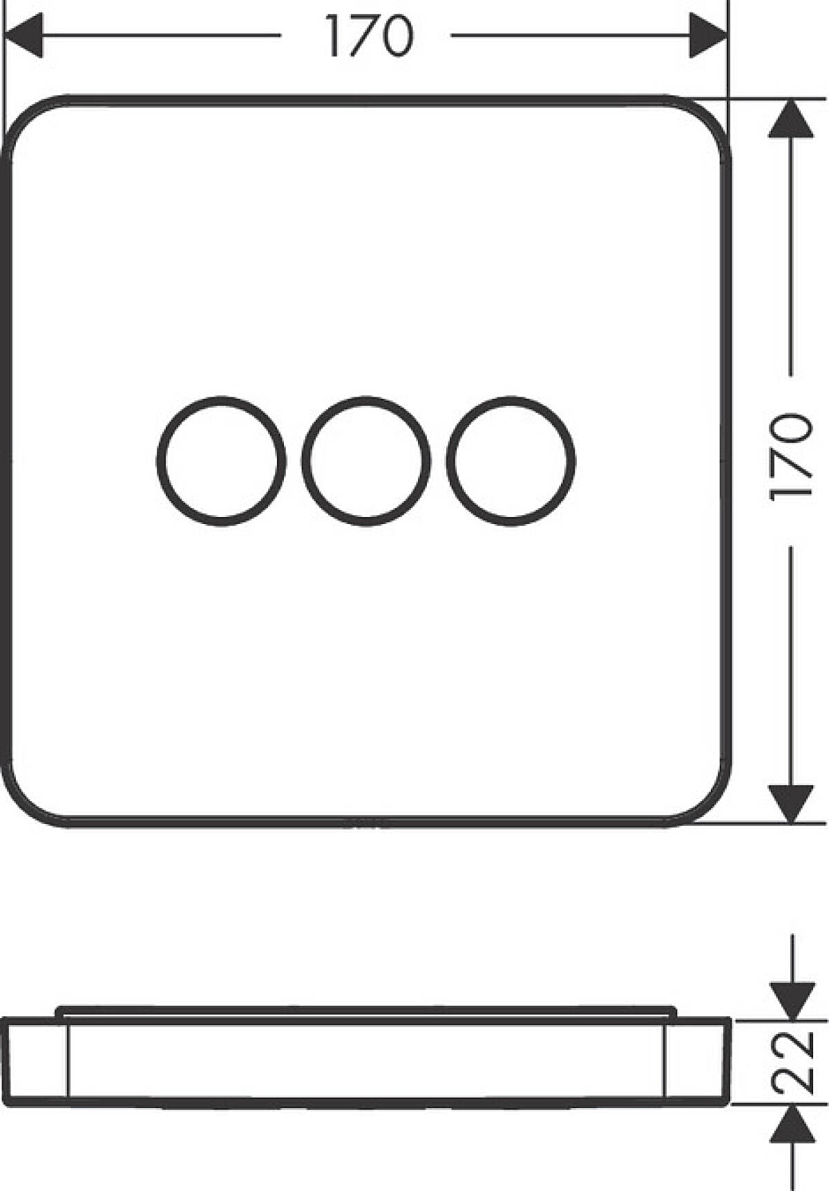 Axor ShowerSelect Softcube Chrome 36773000 Габаритные размеры