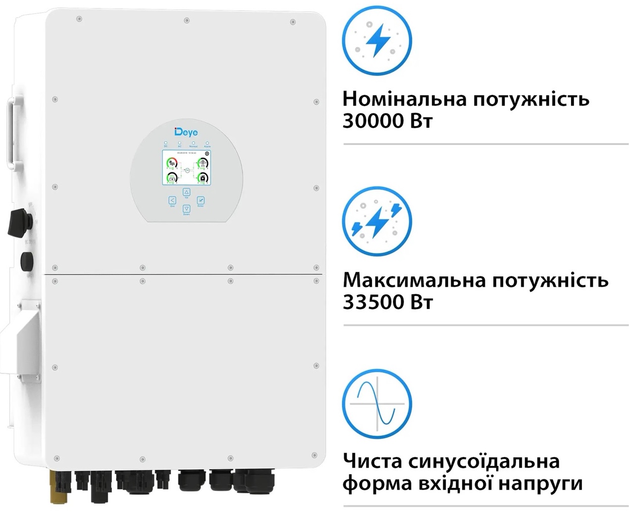 Инвертор гибридный Deye SUN-30K-SG02HP3-EU-AM3 цена 140737 грн - фотография 2