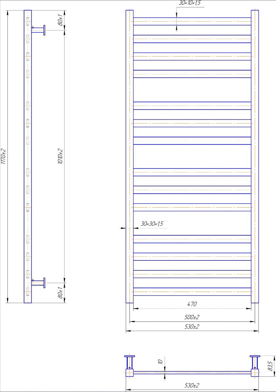 Mario INOX Чикаго 1170x530/500 (1.6.044628.P) Габаритные размеры
