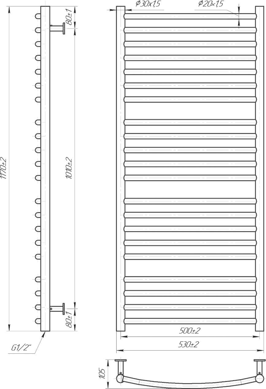 Mario Фенікс 1170x530/500 (1.6.044625.P) Габаритні розміри