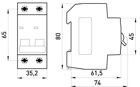 E.NEXT e.mcb.stand.45.2.C25 (s002019) Габаритные размеры