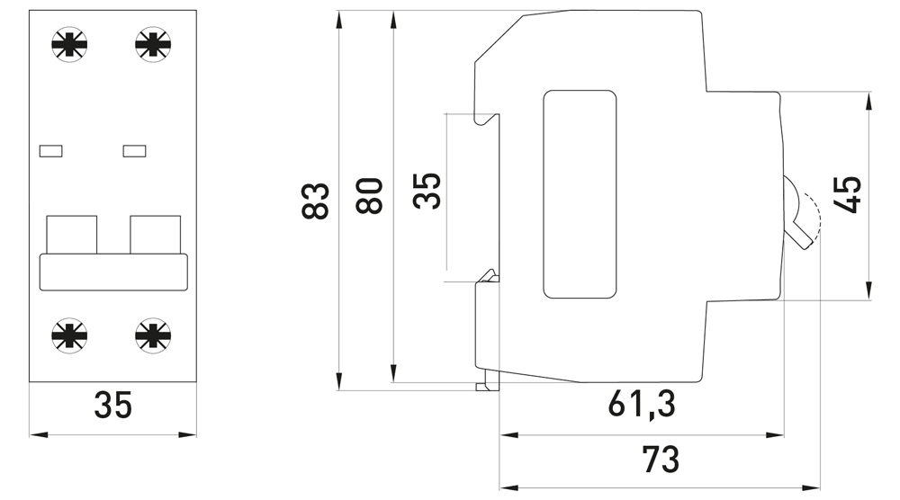E.NEXT e.mcb.stand.45.2.C16 (s002017) Габаритные размеры