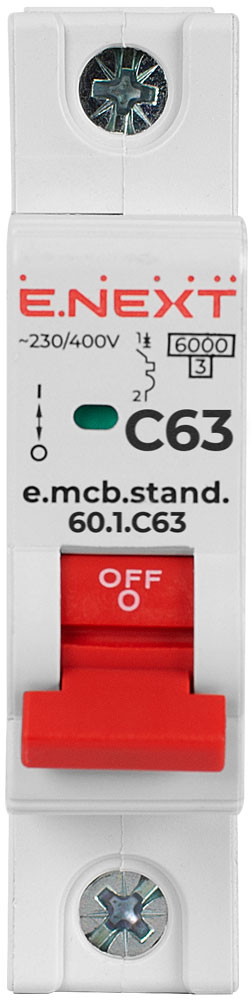 Автоматичний вимикач E.NEXT e.mcb.stand.60.1.C63 (s002114)