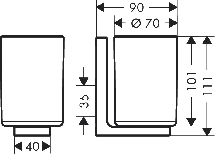 Axor Universal Rectangular Chrome 42604000 Габаритні розміри