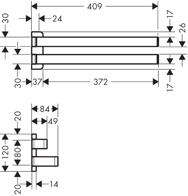 Axor Universal 409 мм Chrome 42821000 Габаритні розміри