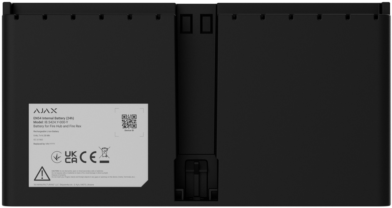 Ajax EN54 Internal Battery 24h, Li-ion, Black для Fire Hub/Fire ReX (127877.316.BL)