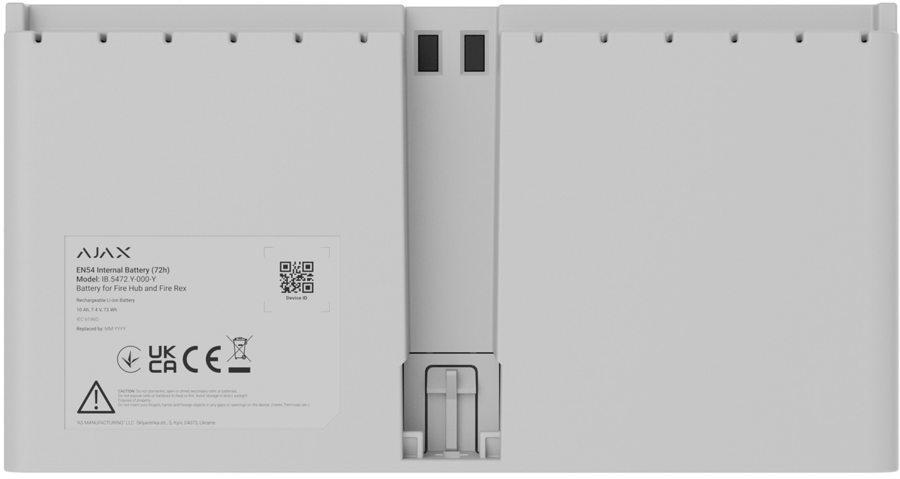 Акумулятор Ajax EN54 Internal Battery 72h, Li-ion, White для Fire Hub/Fire ReX (127878.324.WH)