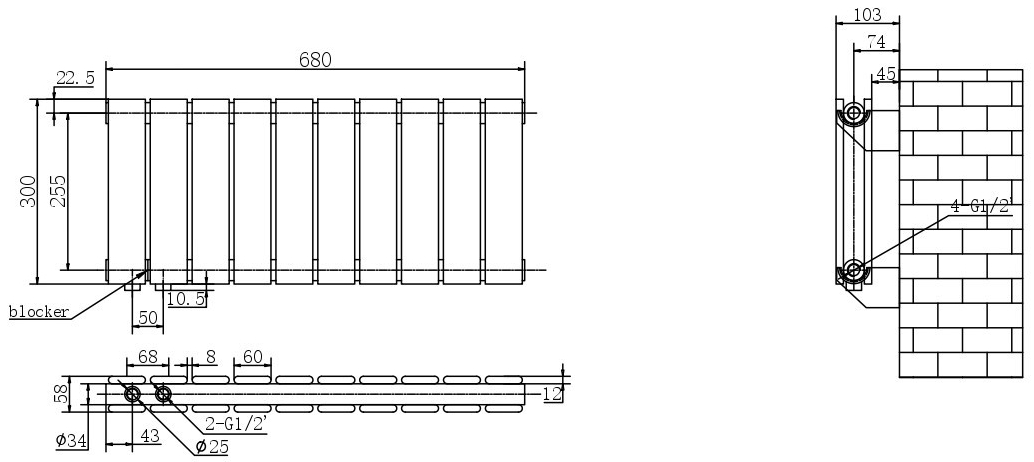 Arttidesign Livorno II G 10/300/680/50 белый матовый (LV II.G.10.30.68.5.W) Габаритные размеры