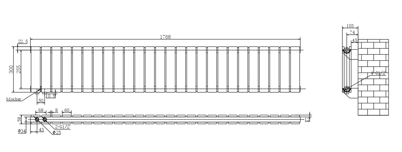 Arttidesign Livorno II G 26/300/1768/50 черный матовый (LV II.G.26.30.170.5.B) Габаритные размеры