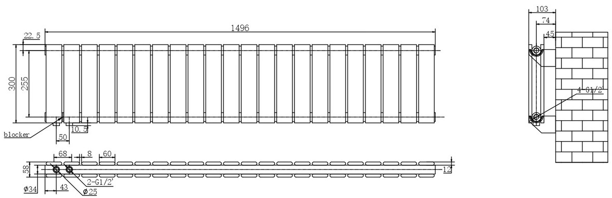 Arttidesign Livorno II G 22/300/1496/50 черный матовый (LV II.G.22.30.150.5.B) Габаритные размеры