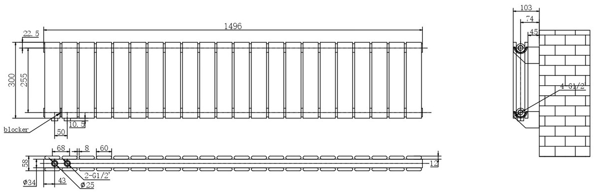 Arttidesign Livorno II G 22/300/1496/50 белый матовый (LV II.G.22.30.150.5.W) Габаритные размеры