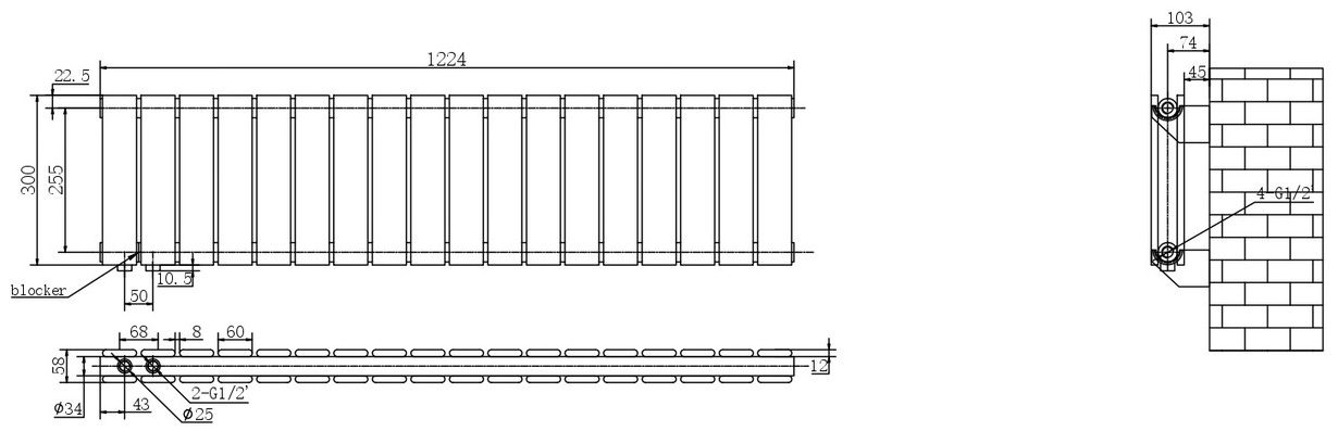 Arttidesign Livorno II G 18/300/1224/50 белый матовый (LV II.G.18.30.120.5.W) Габаритные размеры