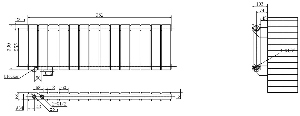 Arttidesign Livorno II G 14/300/952/50 белый матовый (LV II.G.14.30.95.5.W) Габаритные размеры