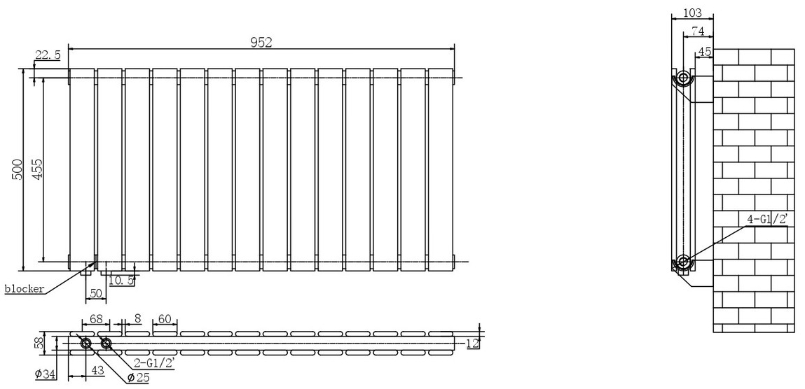 Arttidesign Livorno II G 14/500/952/50 черный матовый (LV II.G.14.50.95.5.B) Габаритные размеры