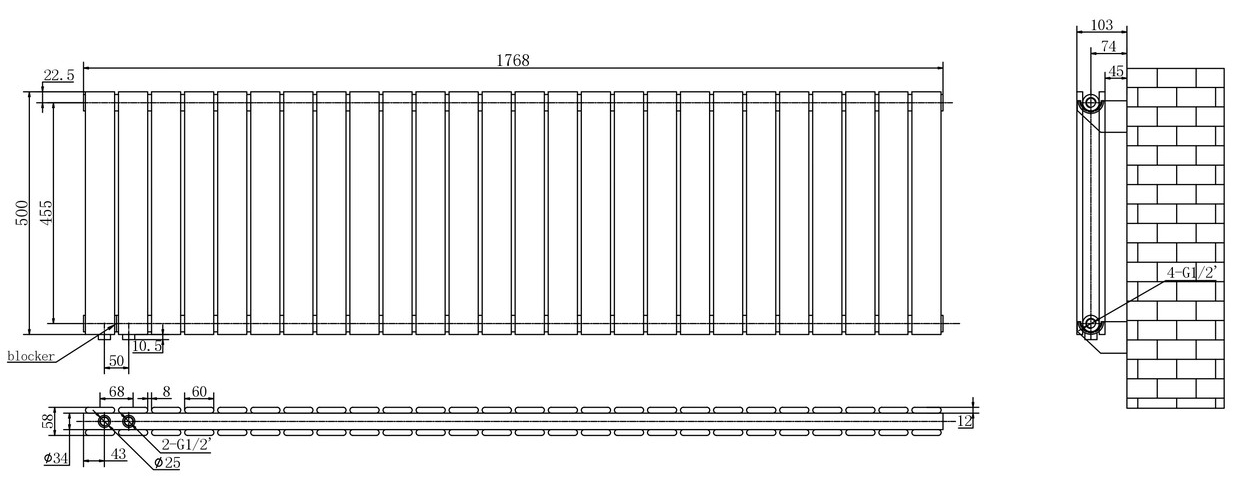 Arttidesign Livorno II G 26/500/1768/50 черный матовый (LV II.G.26.50.170.5.B) Габаритные размеры