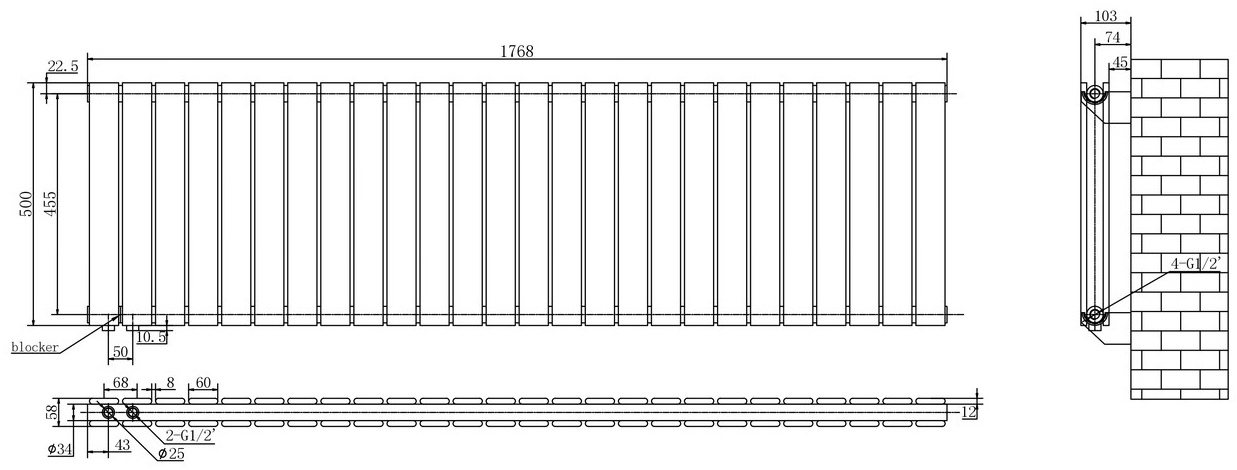 Arttidesign Livorno II G 26/500/1768/50 белый матовый (LV II.G.26.50.170.5.W) Габаритные размеры