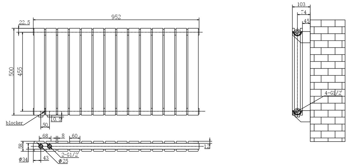 Arttidesign Livorno II G 14/500/952/50 белый матовый (LV II.G.14.50.95.5.W) Габаритные размеры
