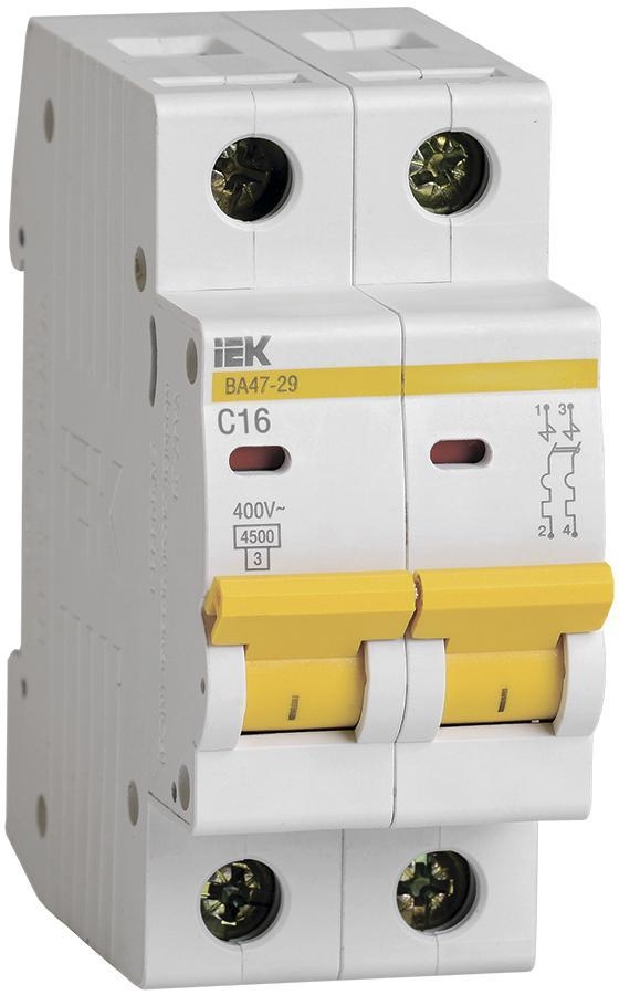 IEK ВА47-29 2P, 16A, 4.5kA, C (MVA20-2-016-C)