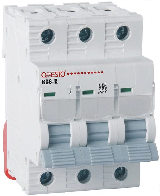Автоматичний вимикач Onesto KC6-K 3P, 16A, C, 6kA