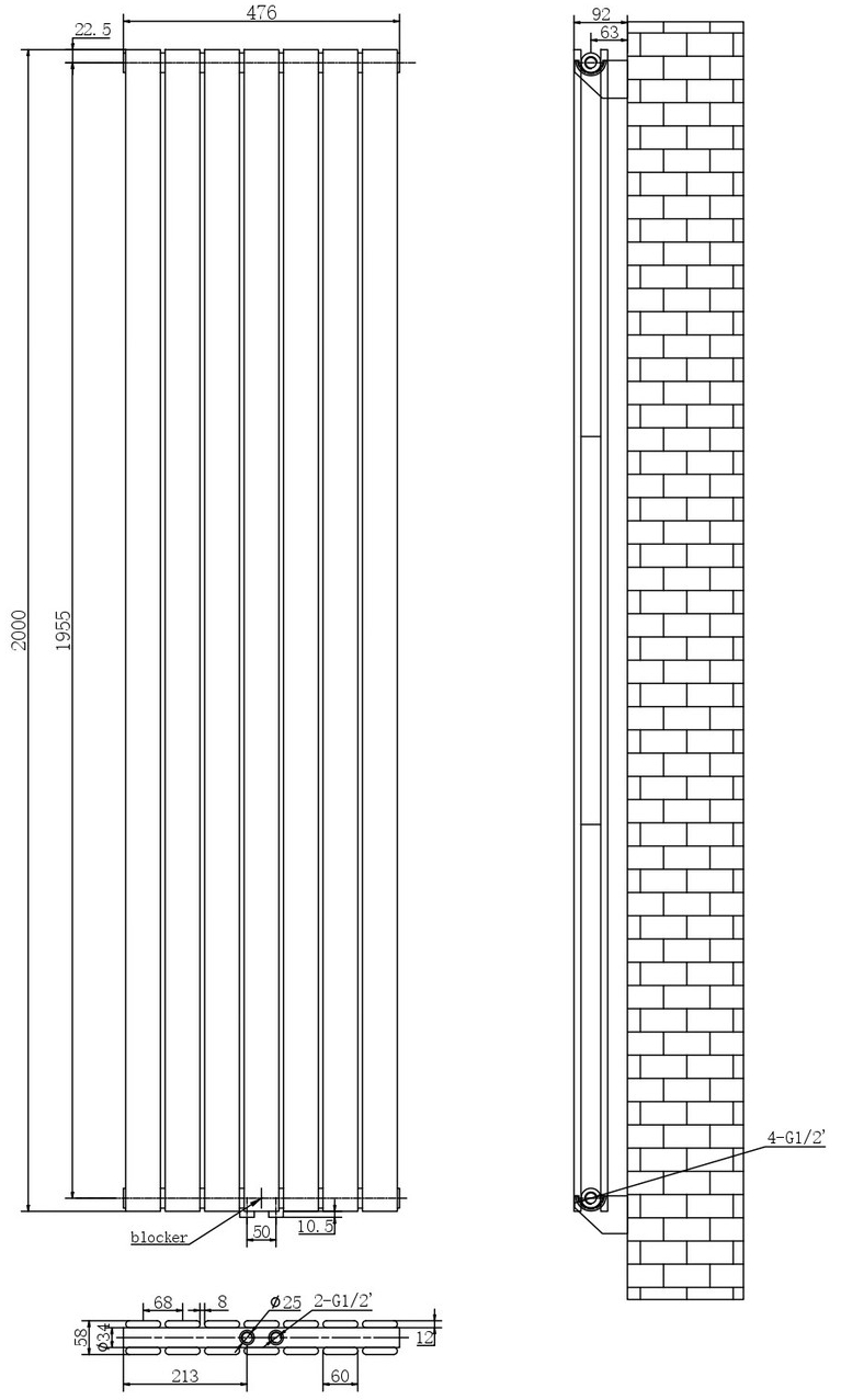 Arttidesign Livorno II 7/2000/476/50 чёрный матовый (LV II.7.200.47.5.B) Габаритные размеры