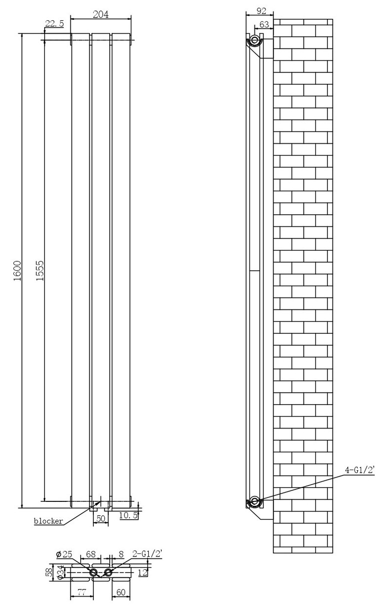 Arttidesign Livorno II 3/1600/204/50 білий матовий (LV II.3.160.20.5.W) Габаритні розміри